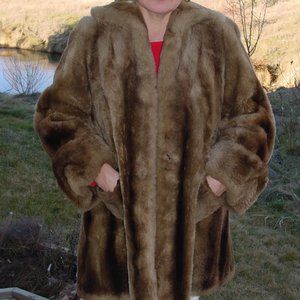 Vintage Fur Coat Tan/Medium Brown Womens